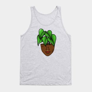 Dark Skinned Tropical Plant Person with Face Tattoos and Septum Piercing Tank Top